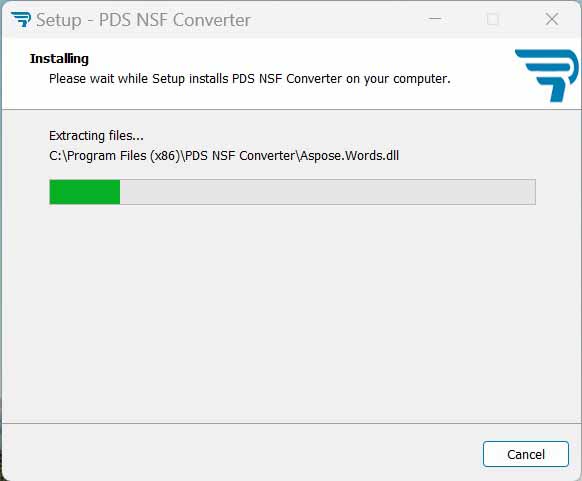 STEP 5 : Installing- please wait while setup installs PDS NSF Converter on your computer